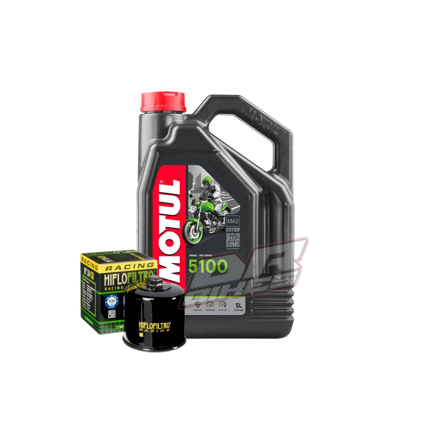 thumbnail interactive-video image 1 of Motul 7100 10W40 4L Engine Oil + HF204 Oil Filter Kit – For Triumph Tiger 1050 (2007) 1 of 4