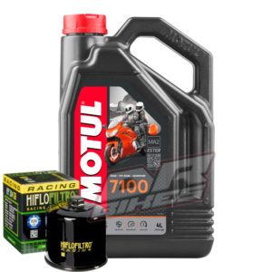 Motul 7100 Fully Synthetic 4T 10W-40 4L & Hi Flo Race Oil Filter