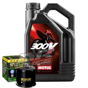 Motul 300v Fully Synthetic 4T 10W-40 4L & Hi Flo Race Oil Filter
