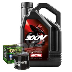 Motul 300v Fully Synthetic 4T 10W-40 4L & Hi Flo Oil Filter