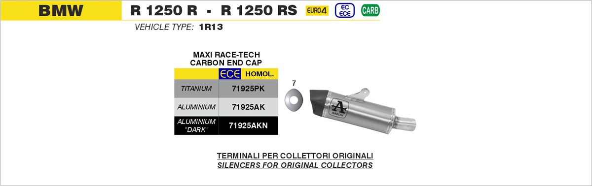 bmw r1250r r1250rs 2019 2020 arrow exhaust