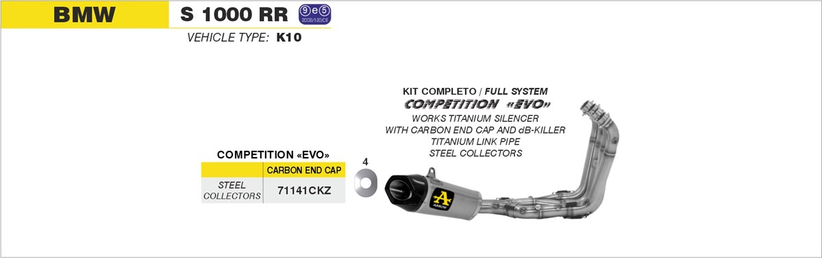 bmw s1000rr 2015 2016 arrow exhaust