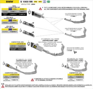 bmw s1000rr 2019 2020 2021 2022 2023 2024 arrow exhaust