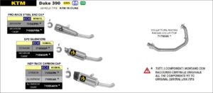 ktm duke 390 2021 arrow exhaust