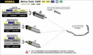 Honda CRF1000L Africa Twin 2016 2017 2018 2019 Arrow Exhaust
