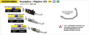 husqvarna svartpilen / vitplilen 125 2021 2022 2023 arrow exhaust