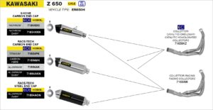 kawasaki z650 / ninja 650 2017 2018 2019 2020 arrow exhaust