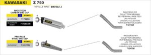 kawasaki z750 / z750s 2004 2005 2006 arrow exhaust