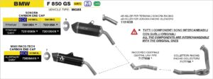 bmw f850 gs 2021 2022 2023 2024 arrow exhaust