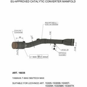 Yamaha XP 560 T-Max ABS 2020-2022 Leo Vince Catalytic Converter 16035