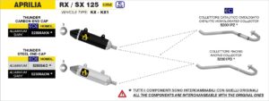 aprilia rx / sx 125 2018 2019 2020 arrow exhaust