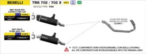 benelli trk 702 / 702x 2023 2024 arrow exhaust