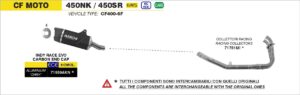 cfmoto 450nk / 450sr 2023 2024 arrow exhaust