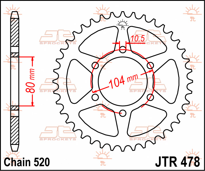Kawasaki ZX-10 R 1000 2004-2015 JT Natural Rear Sprocket 43T 520