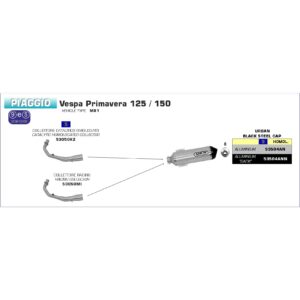 piaggio vespa primavera 125 / 150 2014 2015 2016 arrow exhaust