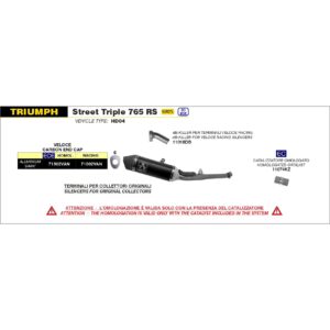 triumph street triple 765 2020 2021 2022 arrow exhaust