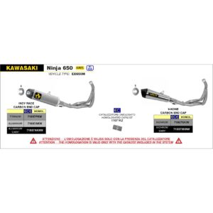 kawasaki z 650 / ninja 650 2021 2022 2023 arow exhaust