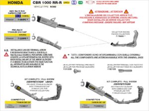 honda cbr1000rr r (euro 5+) 2024 2025 arrow exhaust