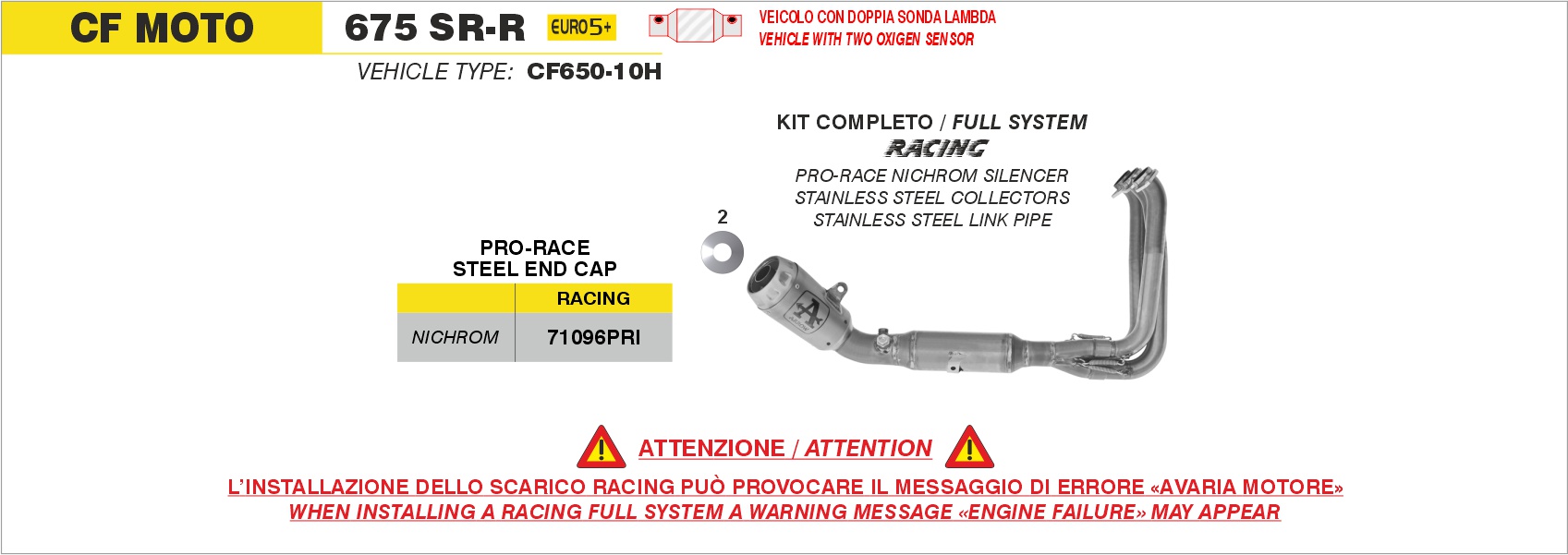 cf moto 450mt euro 5+ 2025 arrow exhaust (copy)