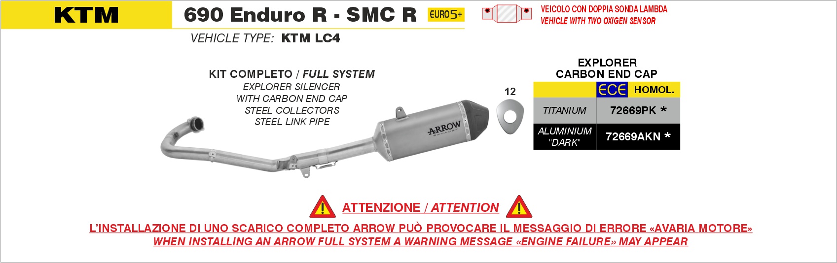 ktm 690 smc r 2021 2022 2023 2024 (euro5) arrow exhaust (copy)