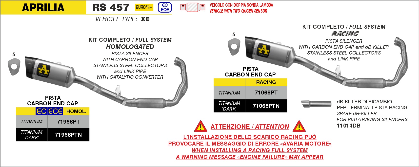 Aprilia RS 457 2024 2025 Arrow Exhaust