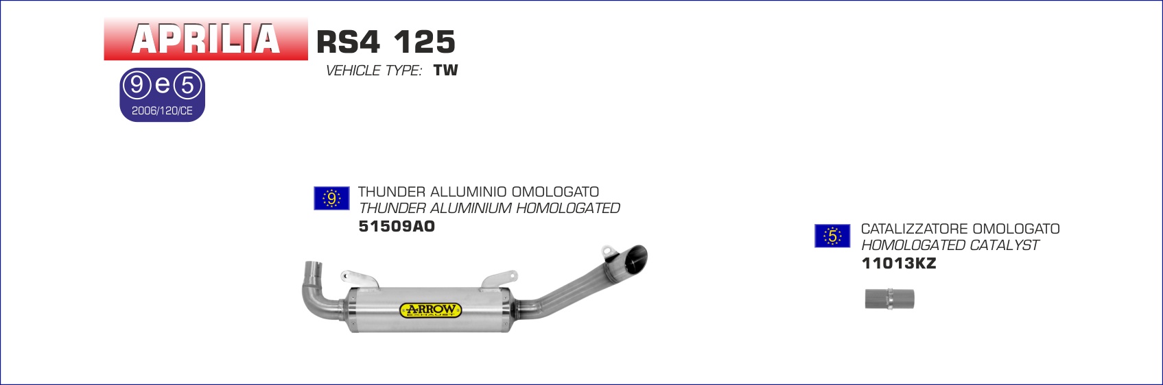 Aprilia RS4 125 2011-2016 Arrow Exhaust