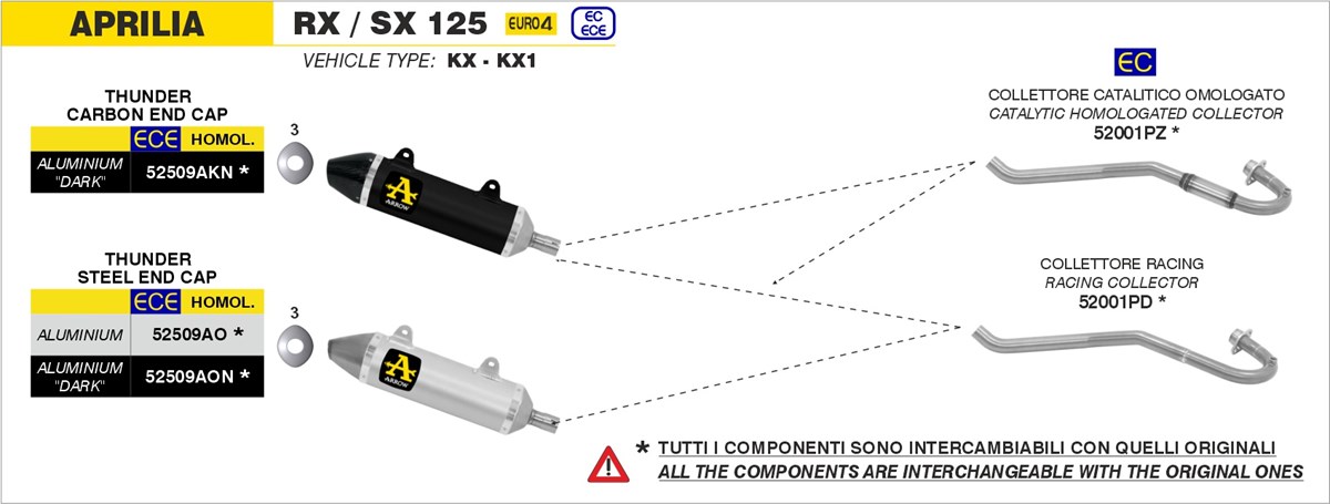 Aprilia RX / SX 125 2018 2019 2020 Arrow Exhaust