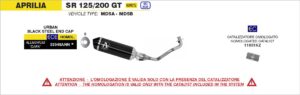 Aprilia SR125 / 200GT 2022 2023 2024 Arrow Exhaust