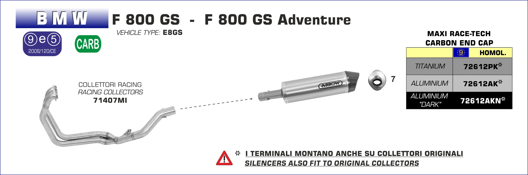 BMW F800GS 2008 - 2016 Arrow Exhaust
