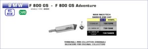 BMW F800GS 2017 2018 Arrow Exhaust