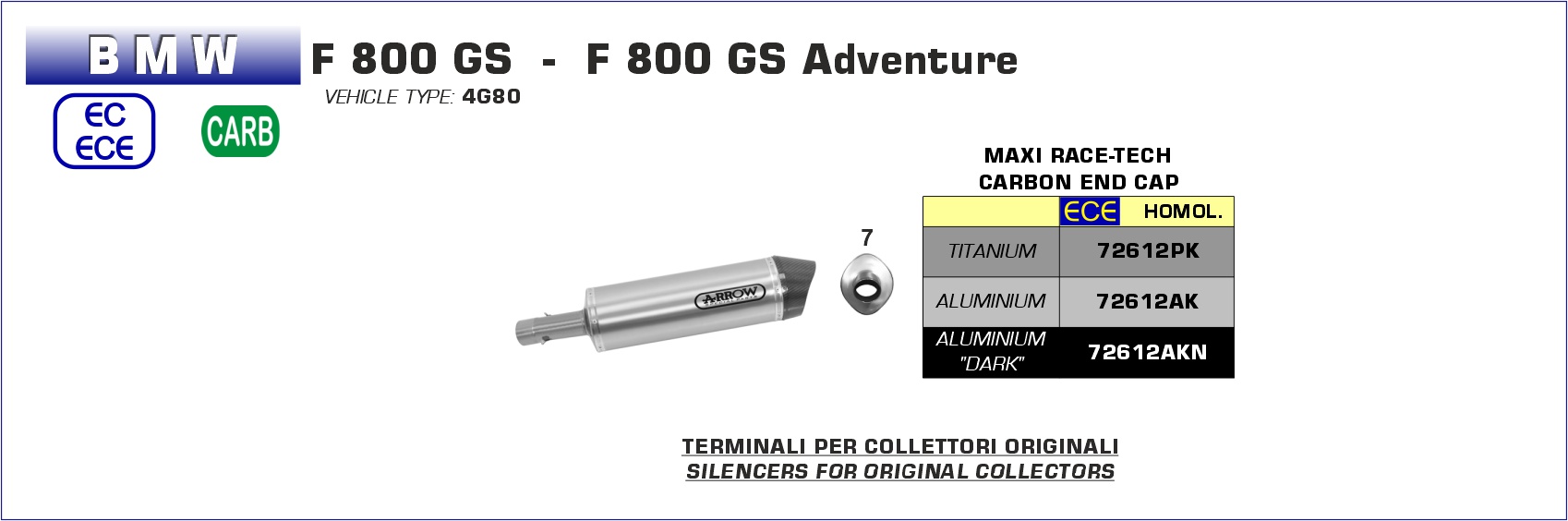 BMW F800GS 2017 2018 Arrow Exhaust