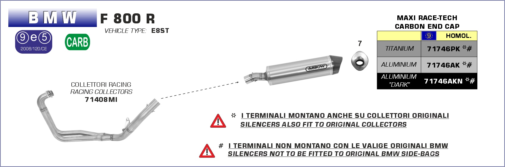 BMW F800R 2009 2010 2011 2012 2013 2014 2015 2016 Arrow Exhaust