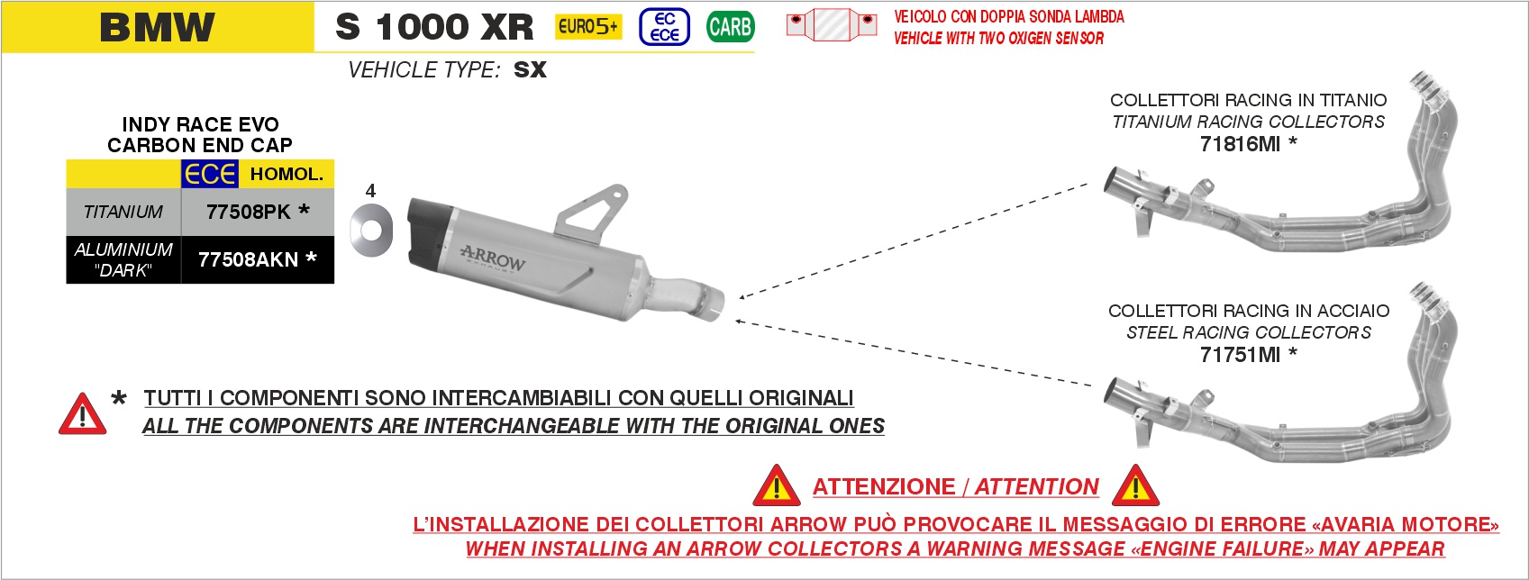 BMW S1000XR 2024 2025 2026 (Euro 5+) Arrow Exhaust