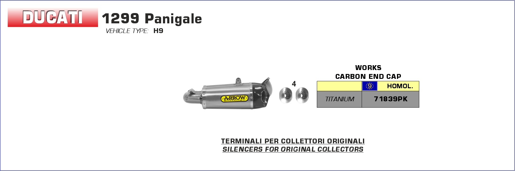 Ducati Panigale 1299 2015 2016 Arrow Exhaust