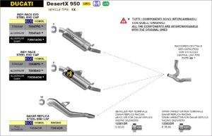 Ducati DesertX 950 2022 2023 2024 Arrow Exhaust
