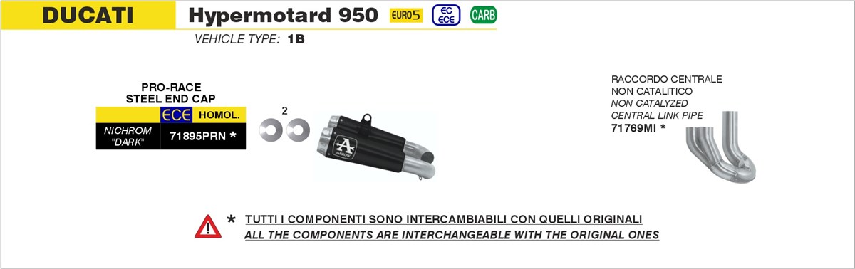 Ducati Hypermotard 950 / 950SP 2022 2023 2024 Arrow Exhaust