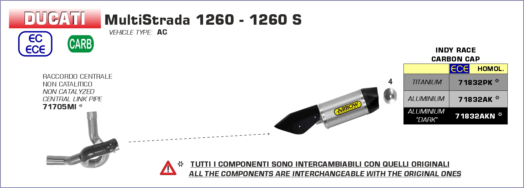 Ducati Multistrada 1260S 2018 2019 2020 Arrow Exhaust