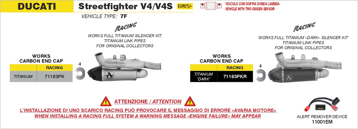 Ducati Streetfighter V2/V2S 2025 2026 Arrow Exhaust