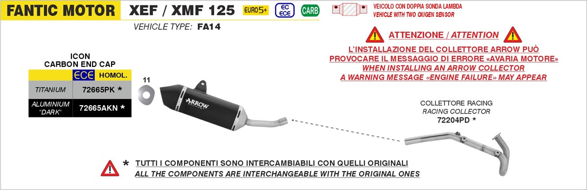 Fantic XEF/XMF125 2025 2026 Arrow Exhaust