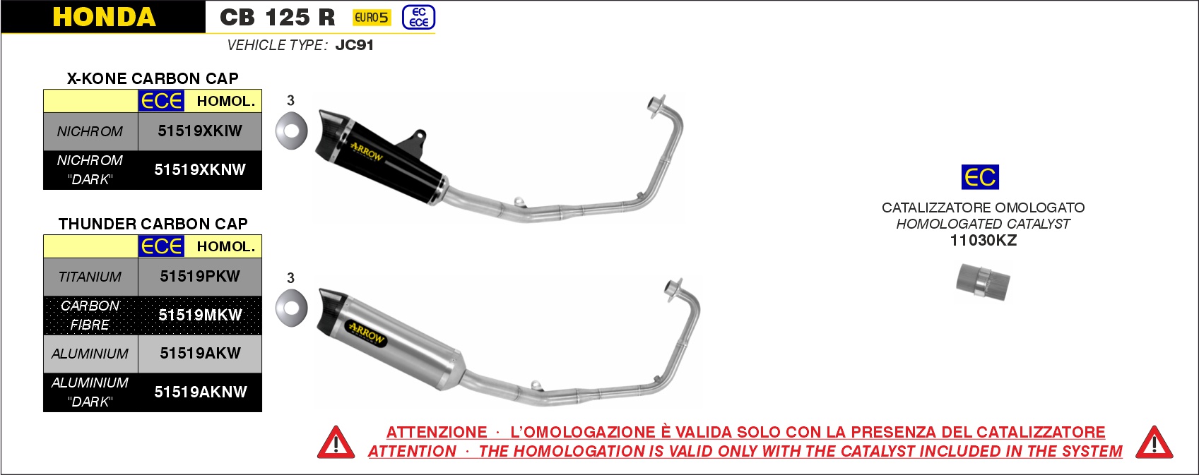 Honda CB125R 2021 2022 2023 2024 Arrow Exhaust