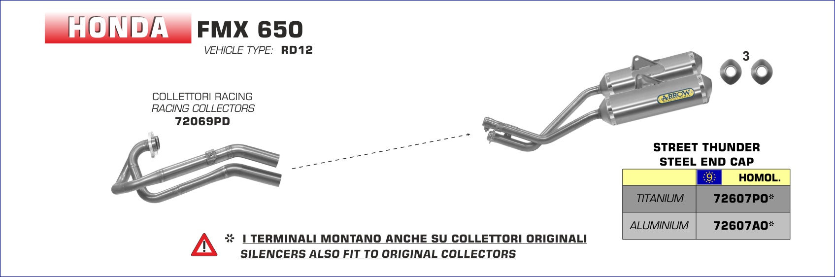 Honda FMX650 2005 2006 2007 2008 Arrow Exhaust