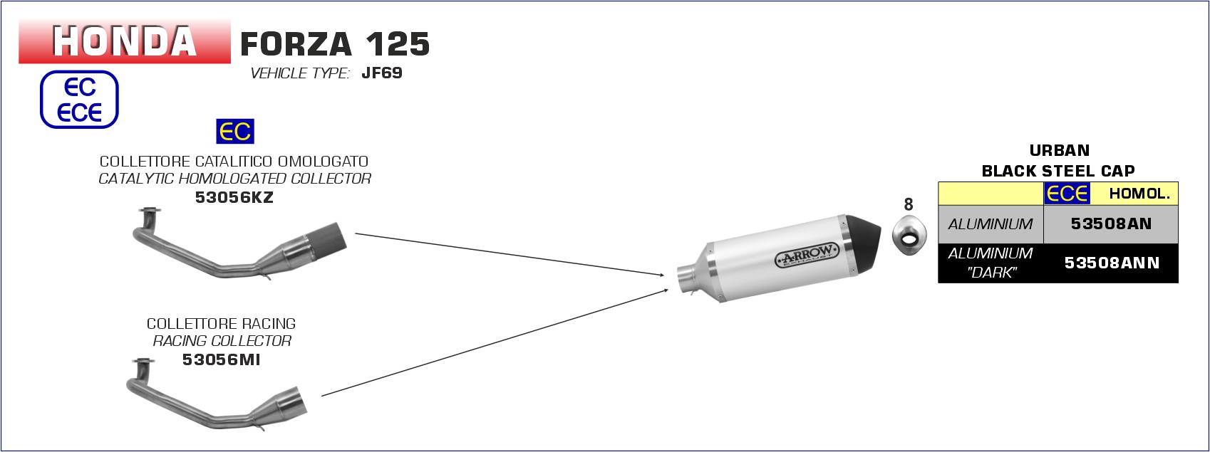 Honda Forza 125 2017 2018 2019 2020 Arrow Exhaust