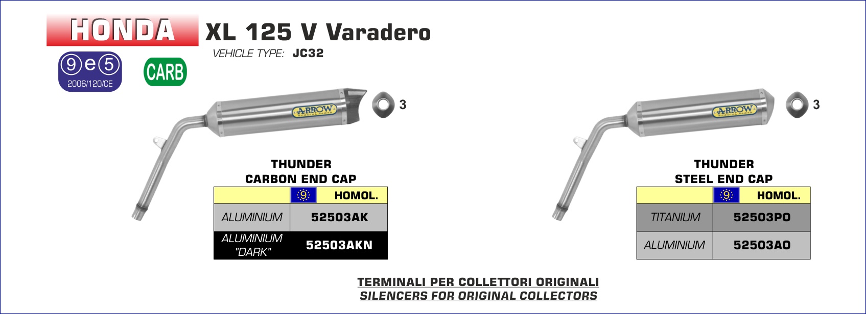 Honda XL125V Varadero 2001 2002 2003 2004 2005 2006 2007 2008 2009 2010 2011 2012 Arrow Exhaust
