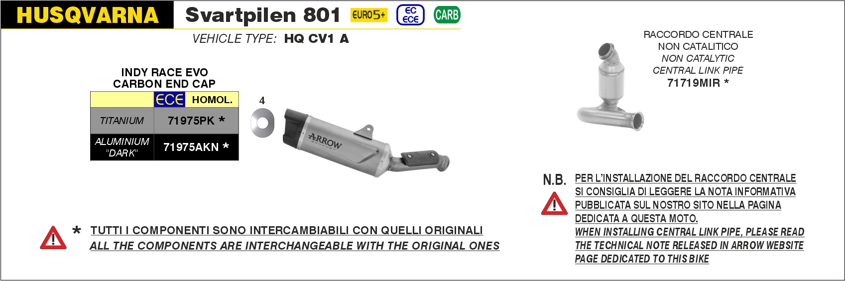 Husqvarna Svartpilen / Vitplilen 401 2020 2021 2022 2023 Arrow Exhaust