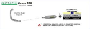Kawasaki Versys 650 2007 2008 2009 2010 2011 2012 2013 2014 Arrow Exhaust