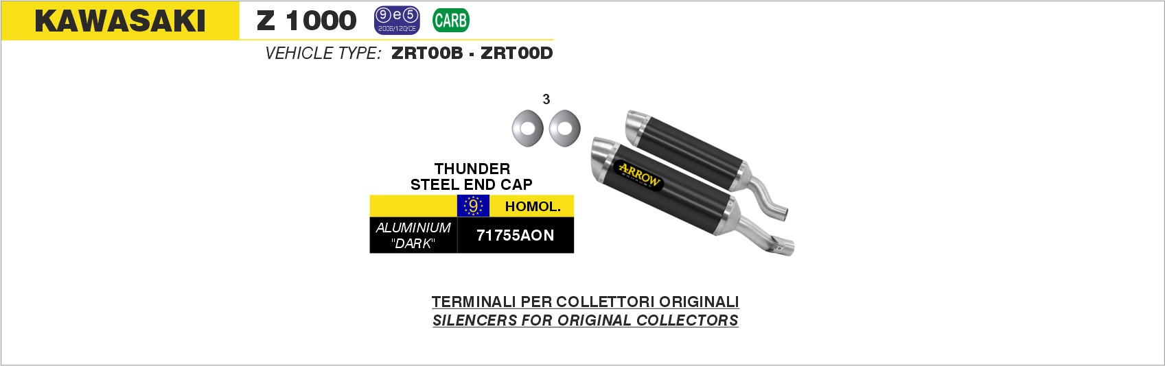 Kawasaki Z1000 2010 2011 2012 2013 Arrow Exhaust