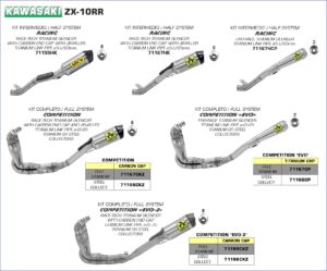 Kawasaki ZX-10RR 2017 2018 2019 Arrow Exhaust