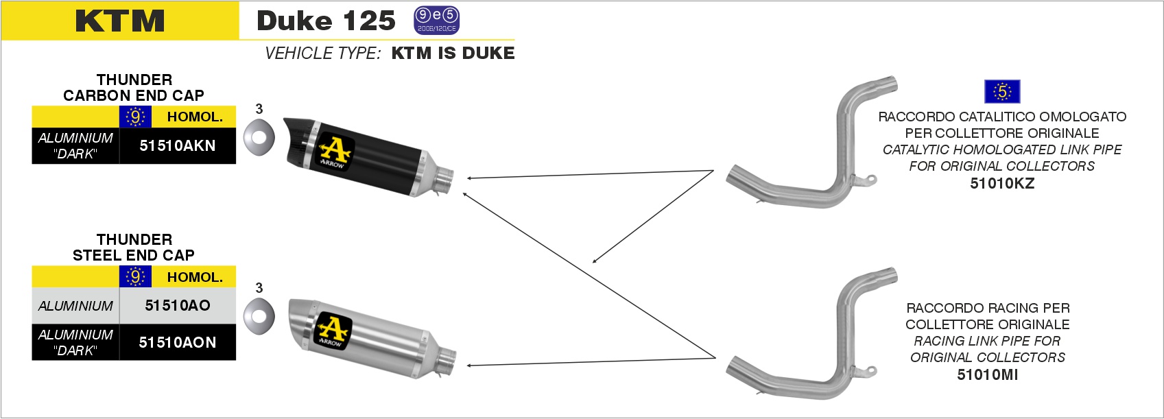 KTM 125 Duke 2011 2012 2013 2014 2015 2016 Arrow Exhaust