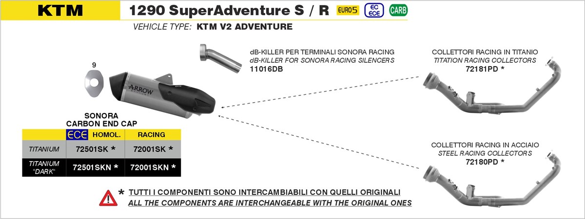KTM 1290 Super Adventure S / R 2021 2022 2023 2024 Arrow Exhaust