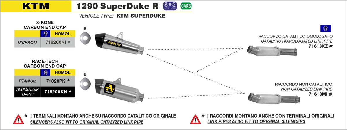 KTM 1290 Super Duke / R 2014 2015 2016 Arrow Exhaust